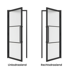 STALEN SCHARNIERDEUR MELKGLAS | 3-VAKS