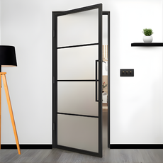 STALEN SCHARNIERDEUR MELKGLAS | 4-VAKS